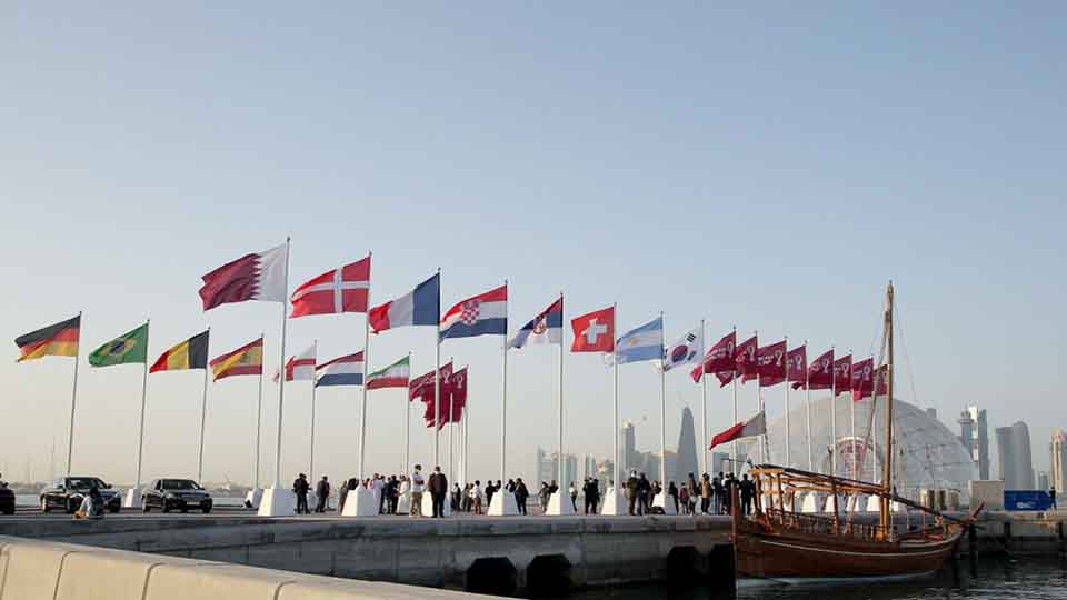 پرچم کشورها در دوحه
